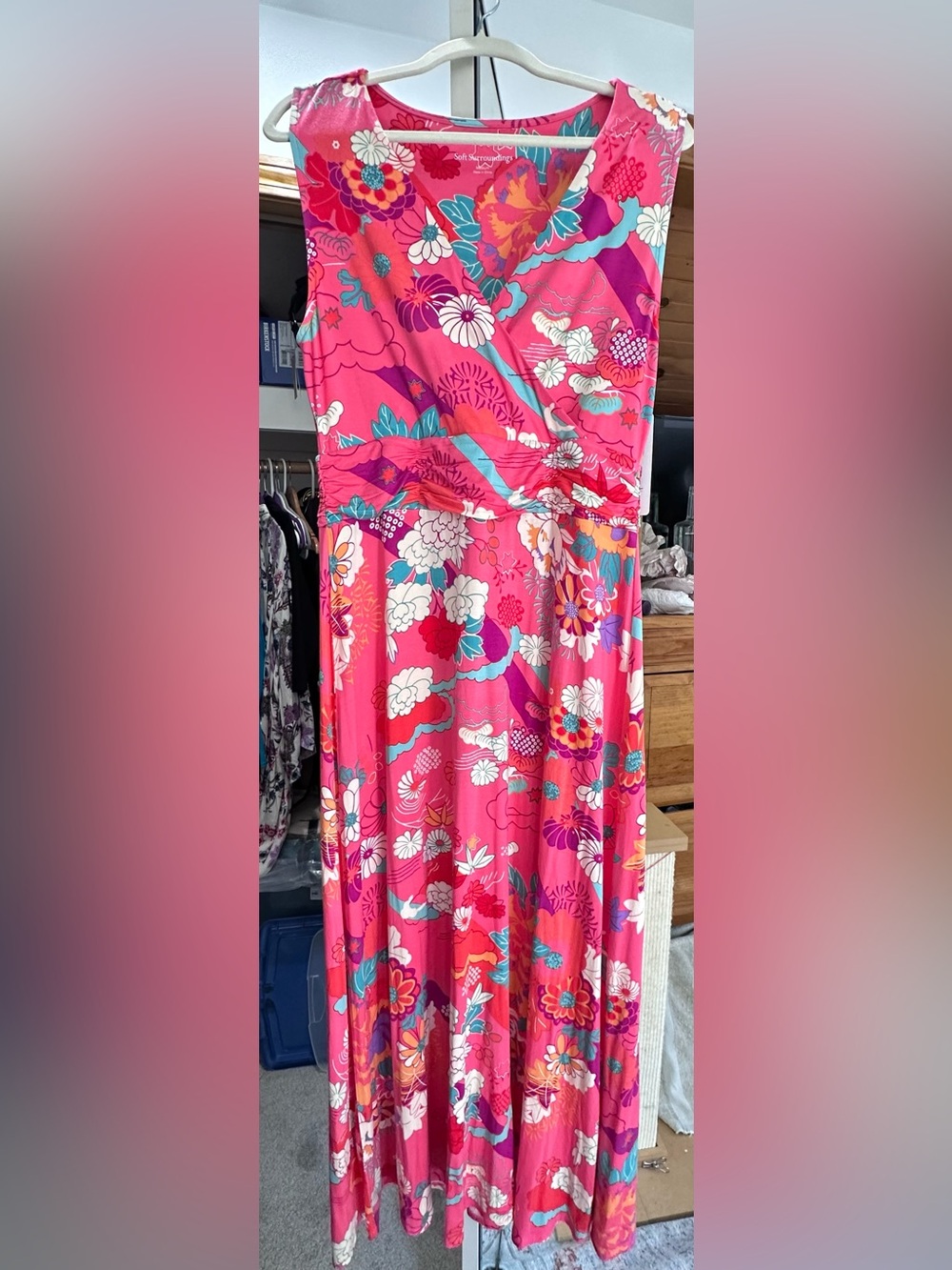 Soft Surroundings Posie Dress in bright coral size medium